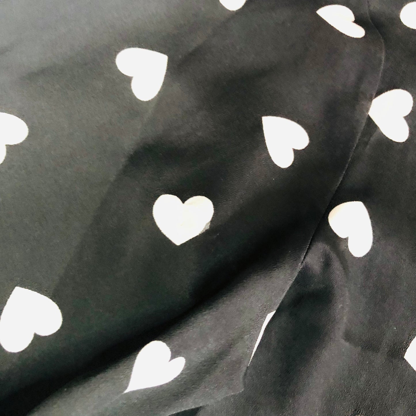 G21 Women's Black & White Longline Blouse Chiffon Shirt White Heart Pattern Size 14
