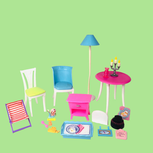 Barbie Mattel Furniture Collection Table Chair Tray Accessories Y2K Bedroom Set