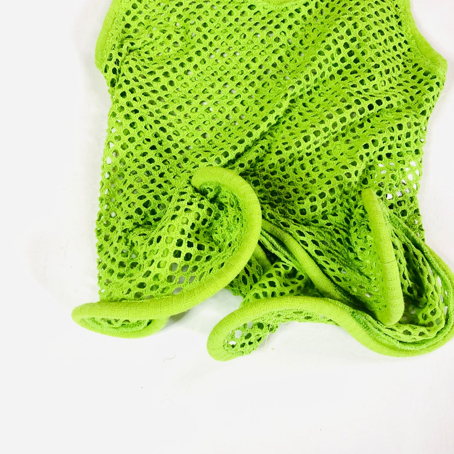 Zara Lime Green Rigid Statement Hem Mesh Vest Top Size Medium NEW