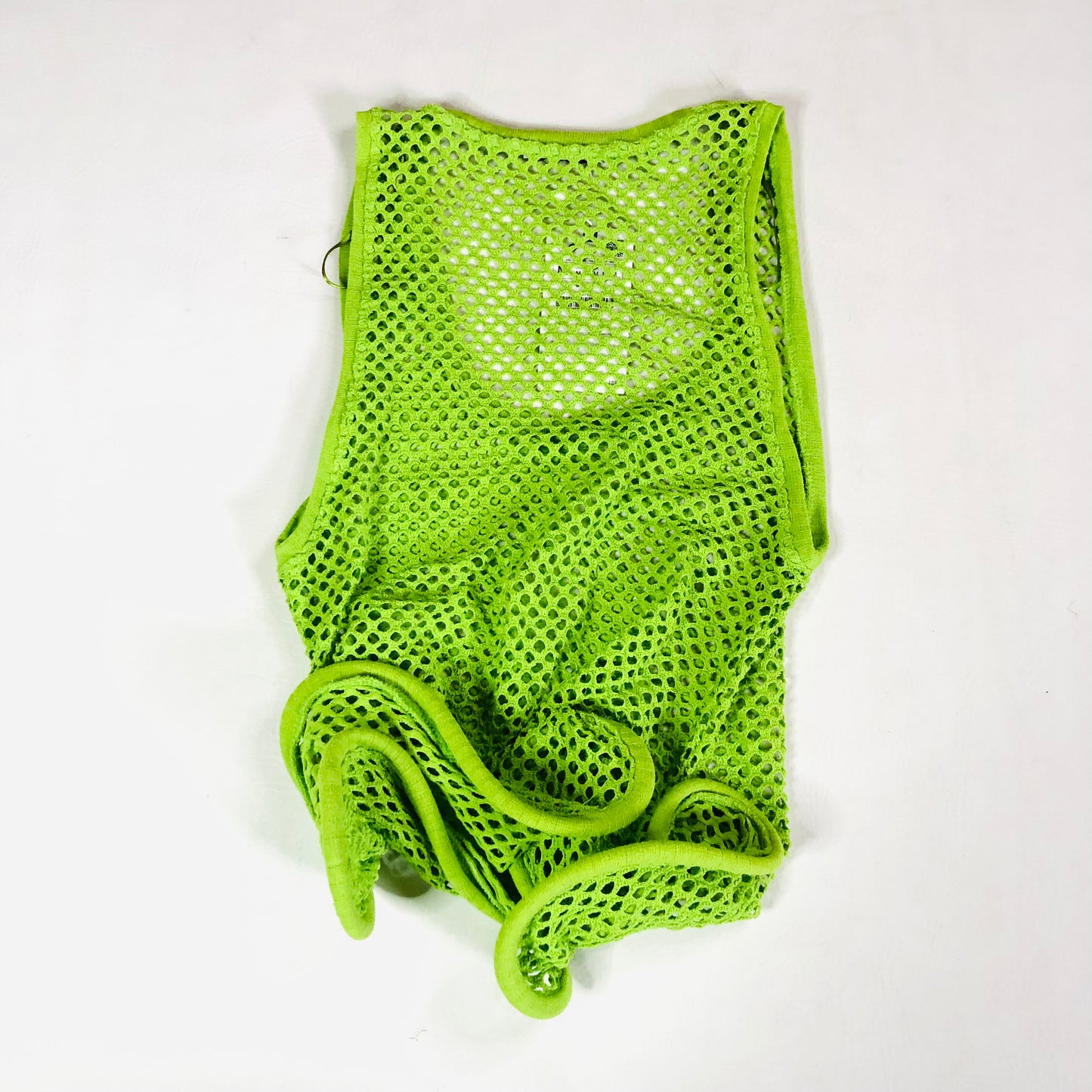 Zara Lime Green Rigid Statement Hem Mesh Vest Top Size Medium NEW