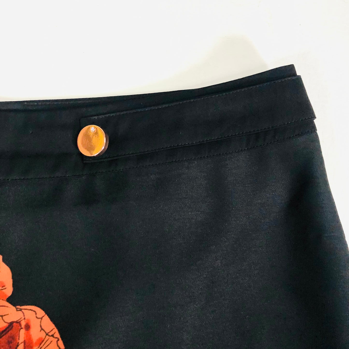 Per Una Orange & Black Lightweight Silky Satin Pencil Wiggle Straight Skirt Size 12