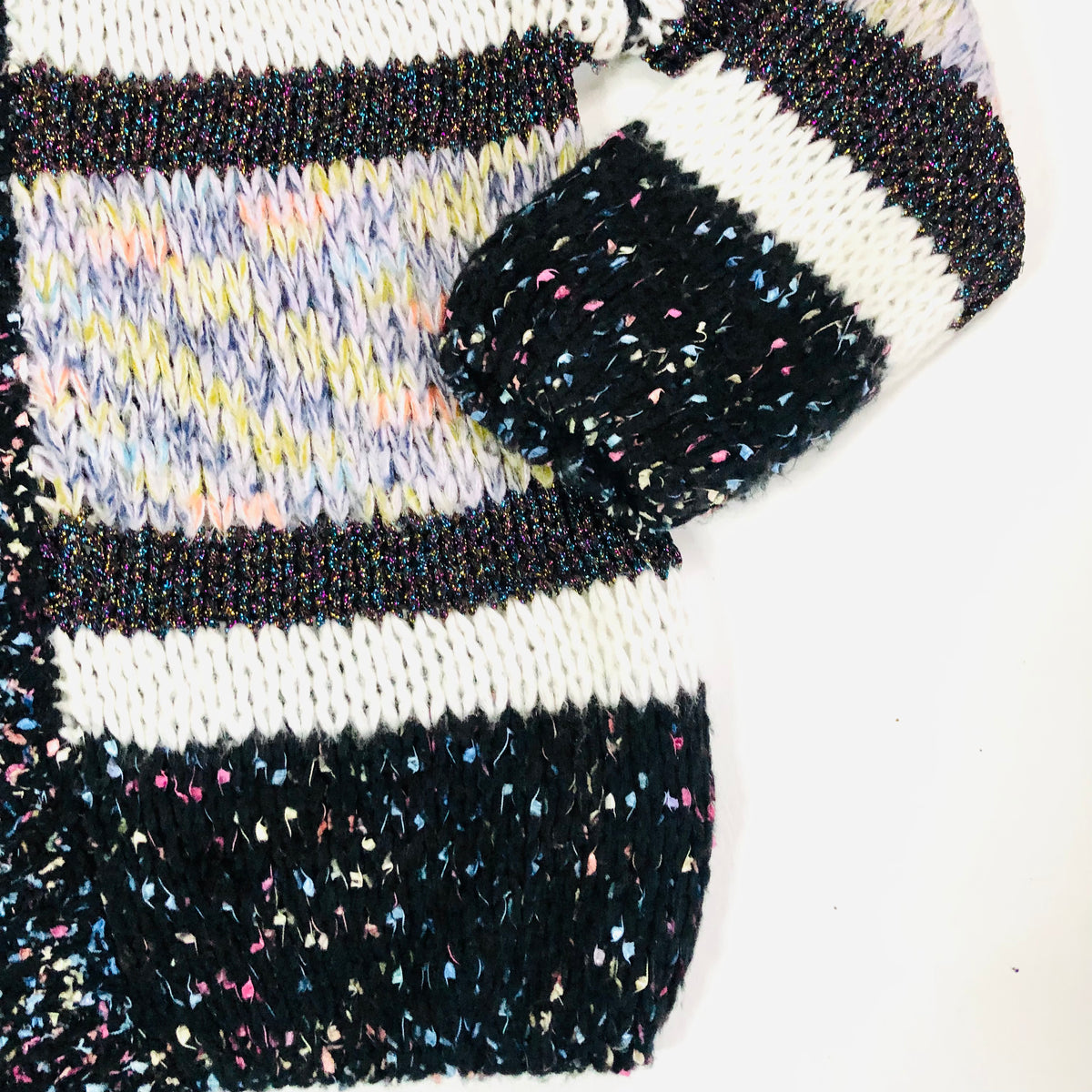Anthropologie Heartloom Ariah Textured Cardigan Chunky Knit Black & White Size Medium