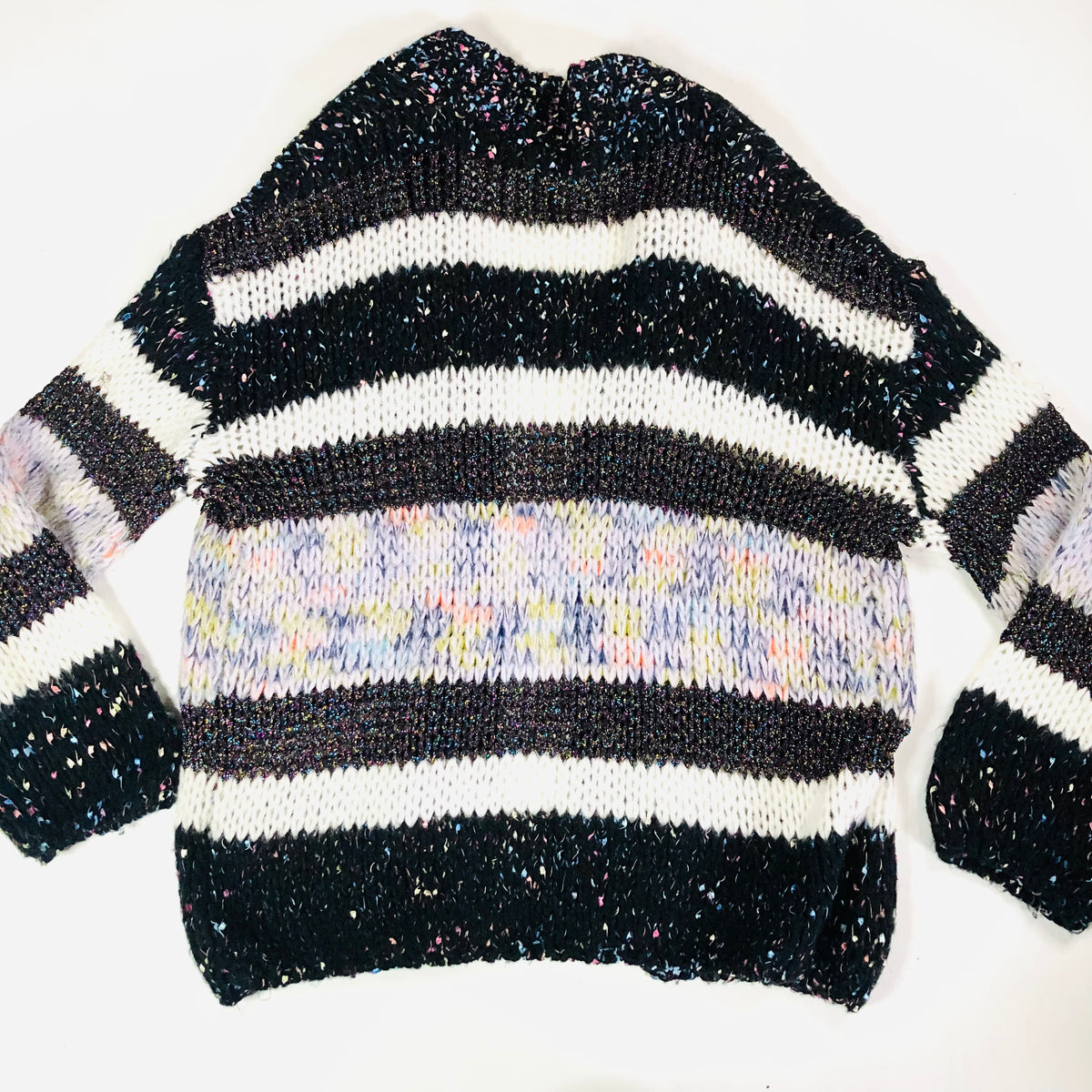 Anthropologie Heartloom Ariah Textured Cardigan Chunky Knit Black & White Size Medium