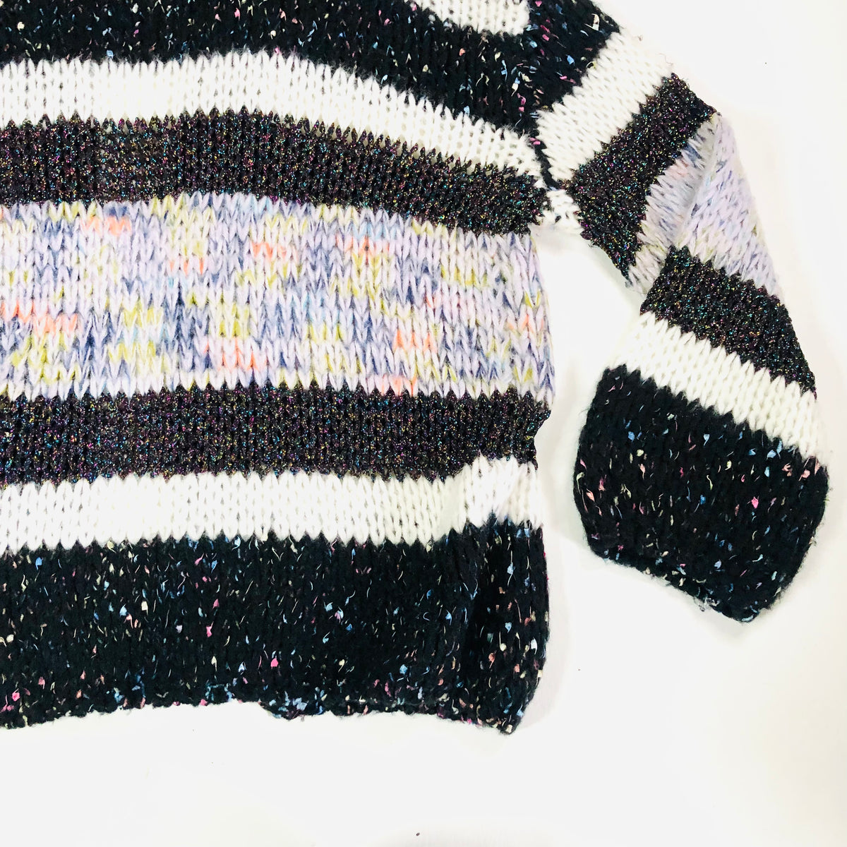 Anthropologie Heartloom Ariah Textured Cardigan Chunky Knit Black & White Size Medium