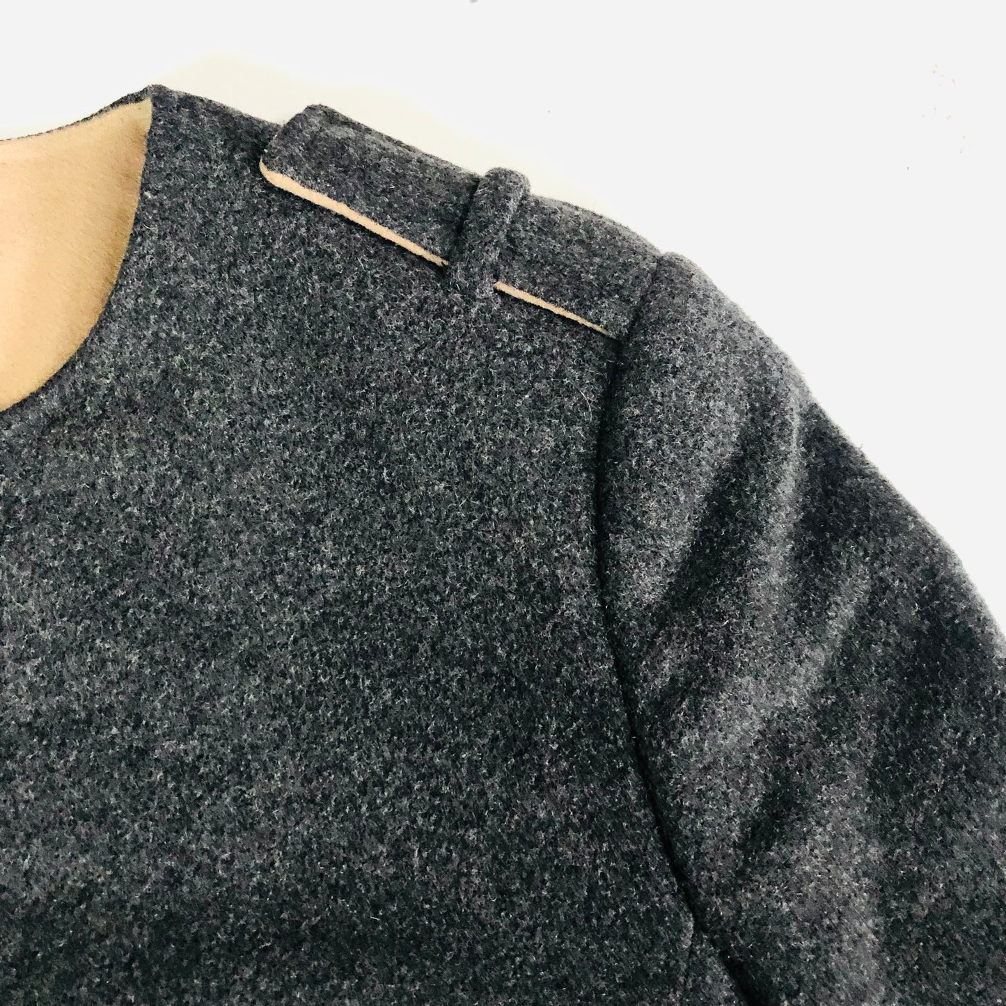 M&S Collarless Coat Jacket Grey Wool & Cashmere Blend Smart Occassion Nova Tides Size UK 14