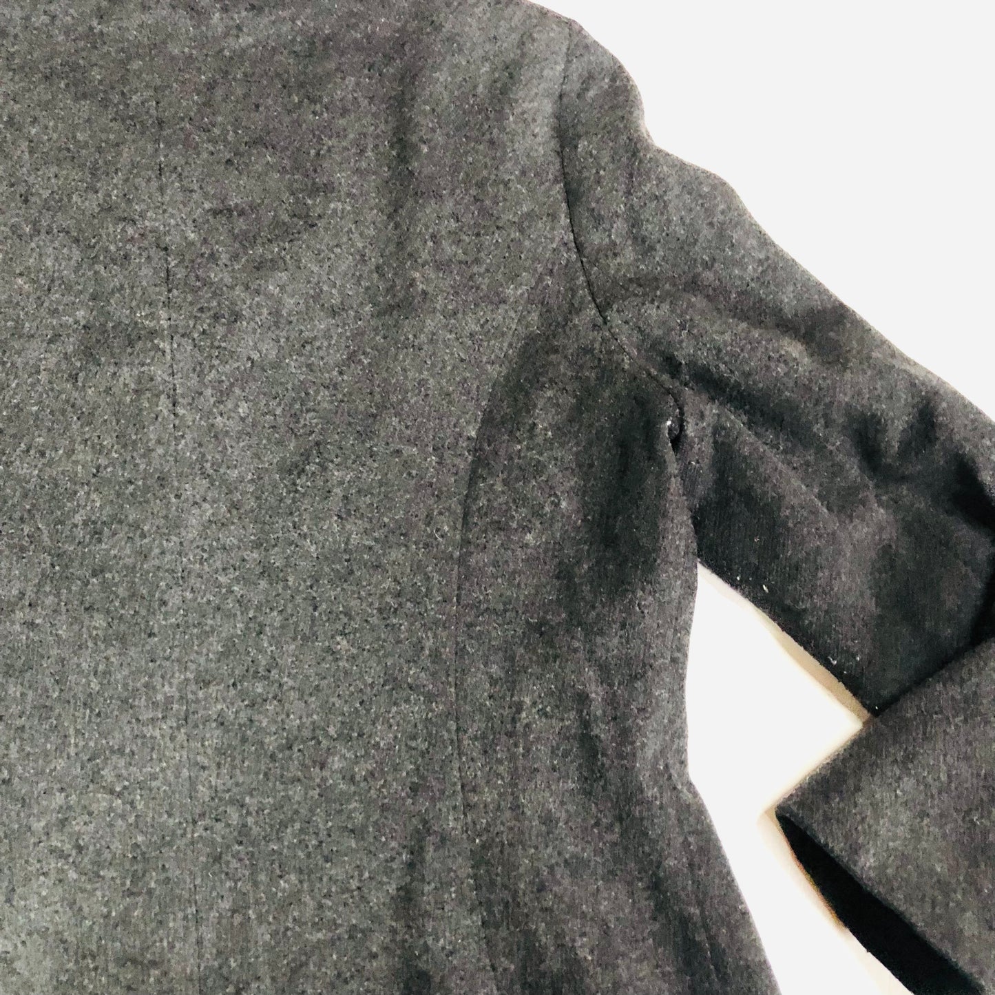 M&S Collarless Coat Jacket Grey Wool & Cashmere Blend Smart Occassion Nova Tides Size UK 14