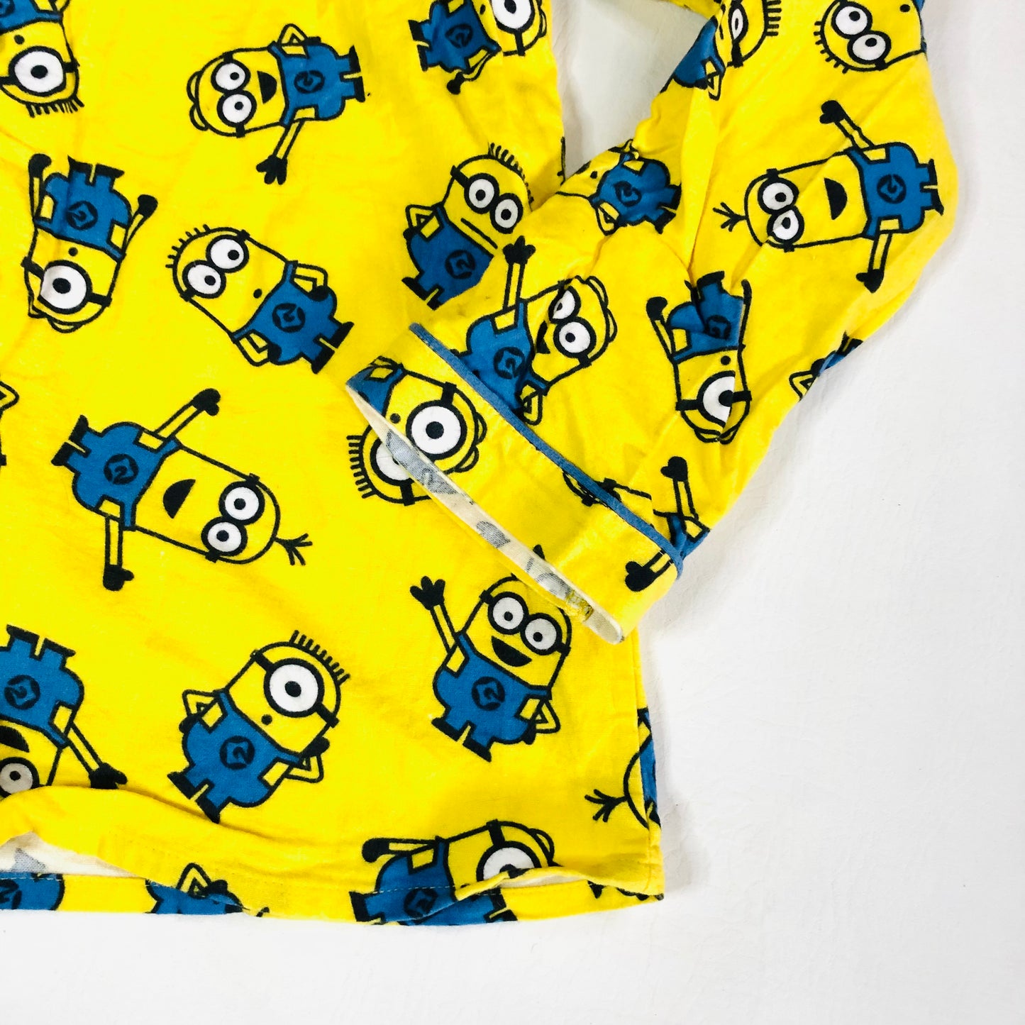 Childrens Unisex Minions Yellow & Blue Brushed Cotton Two Piece Button Down Pyjama Set Age 13 Years