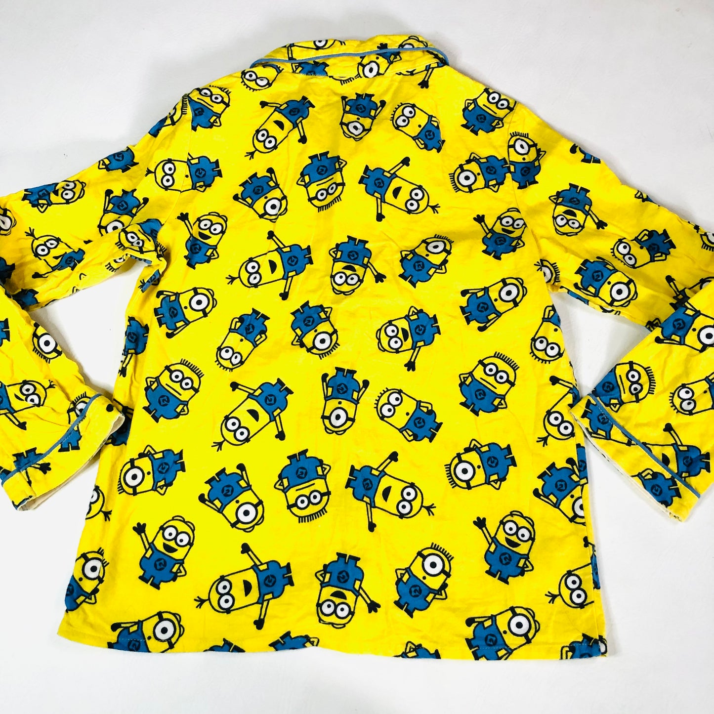 Childrens Unisex Minions Yellow & Blue Brushed Cotton Two Piece Button Down Pyjama Set Age 13 Years