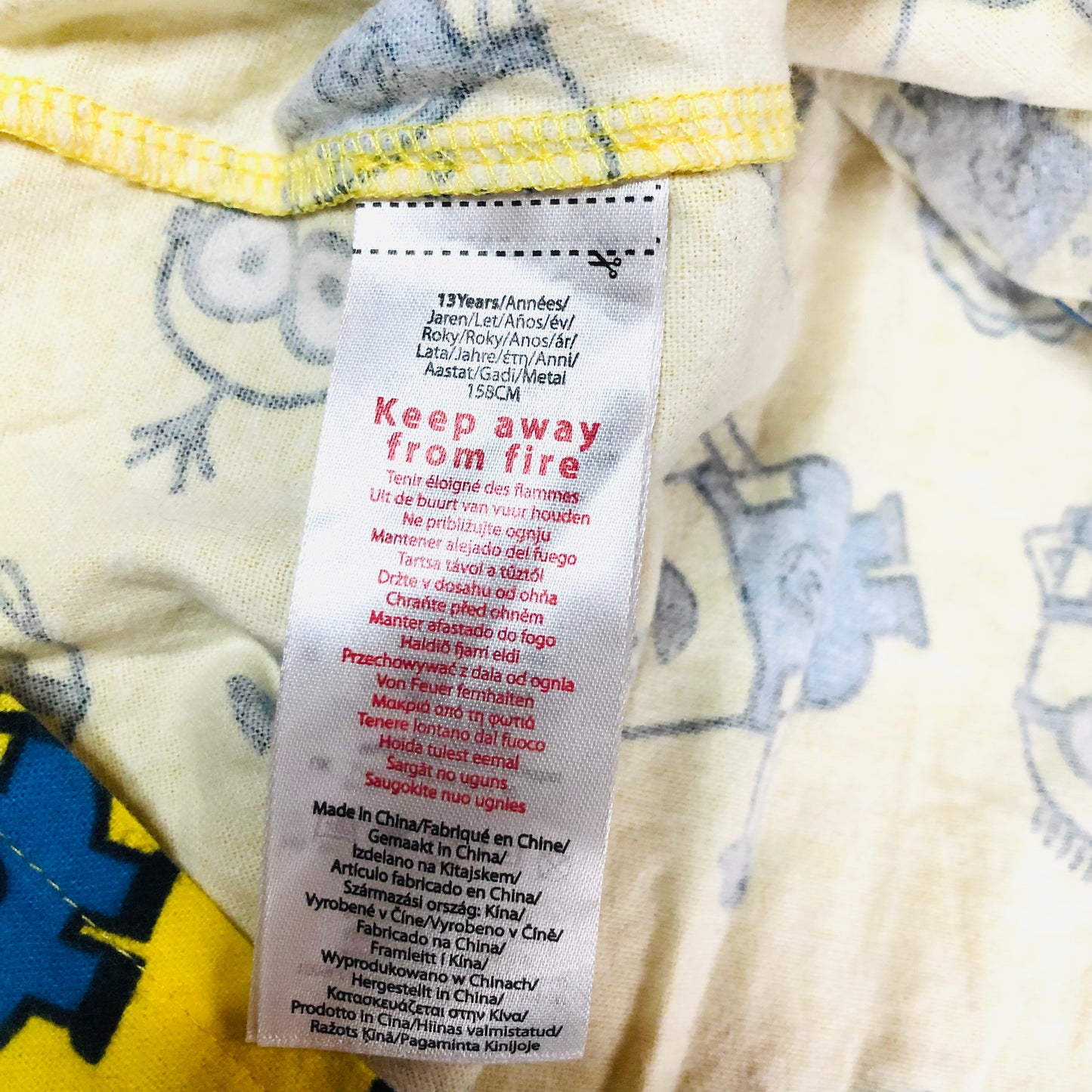 Childrens Unisex Minions Yellow & Blue Brushed Cotton Two Piece Button Down Pyjama Set Age 13 Years