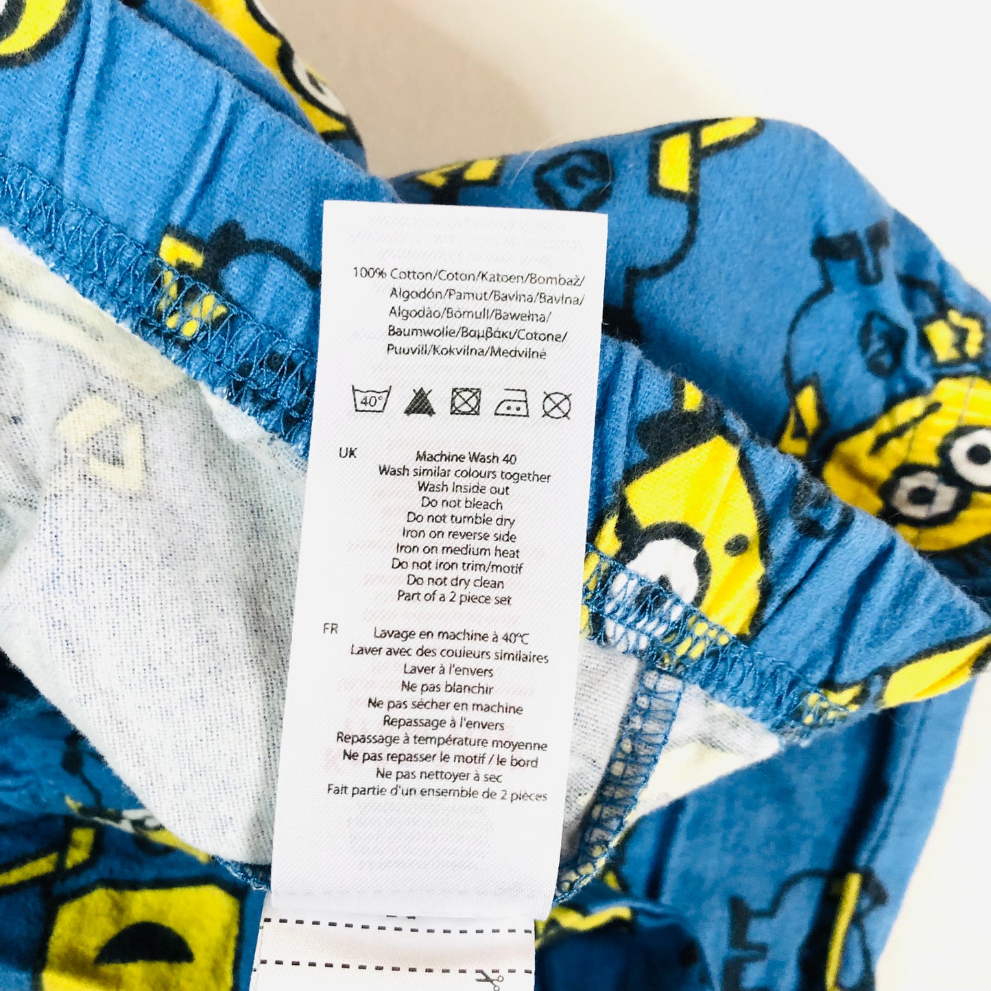 Childrens Unisex Minions Yellow & Blue Brushed Cotton Two Piece Button Down Pyjama Set Age 13 Years