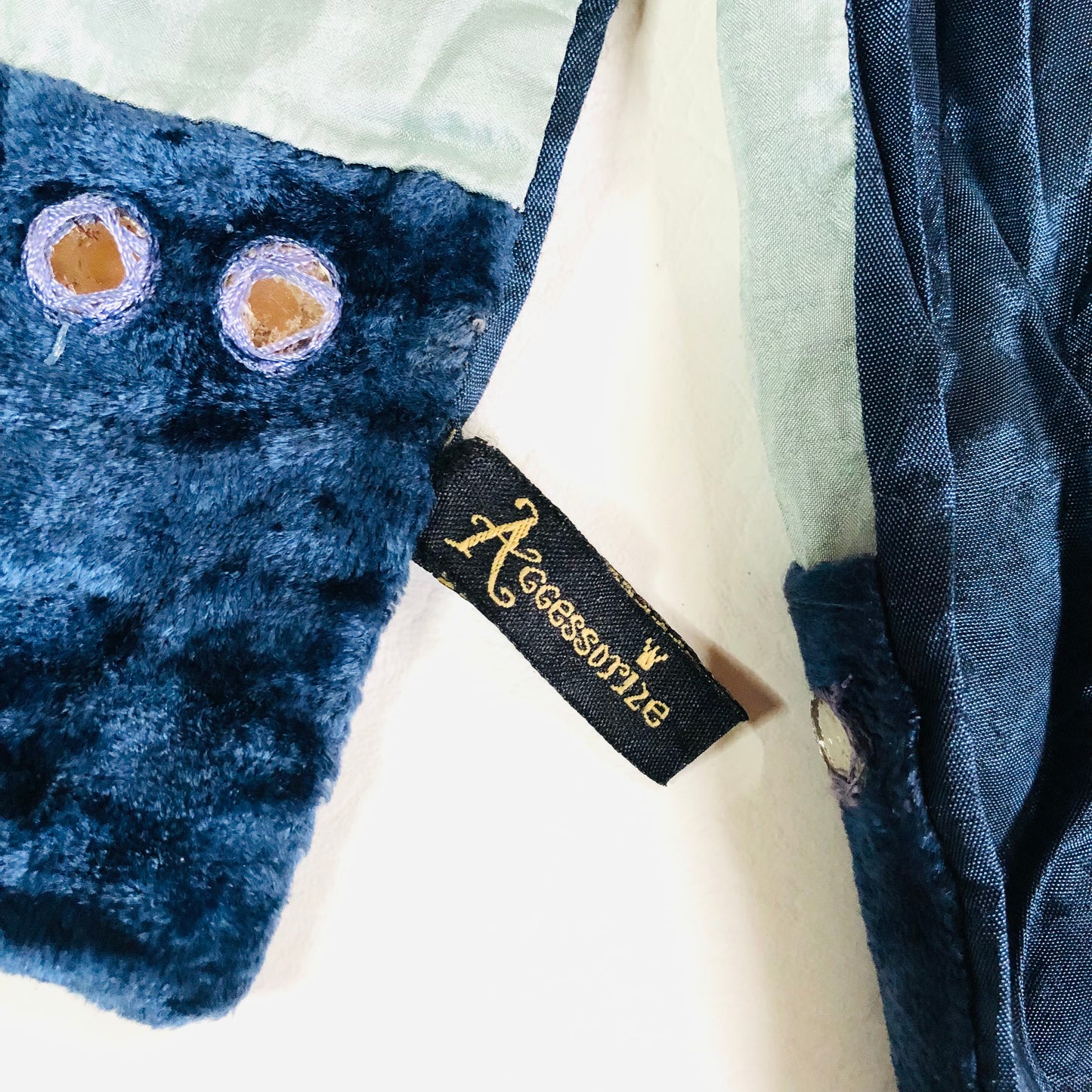 Accessorize Blue Crushed Velvet Y2K Boho Slim Scarf Wrap Viscose & Silk 61" x 9.5"