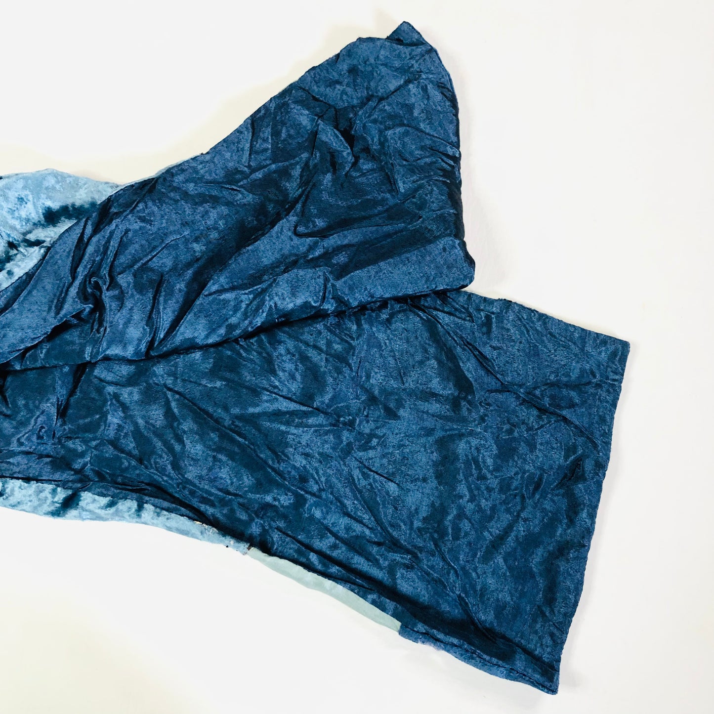 Accessorize Blue Crushed Velvet Y2K Boho Slim Scarf Wrap Viscose & Silk 61" x 9.5"