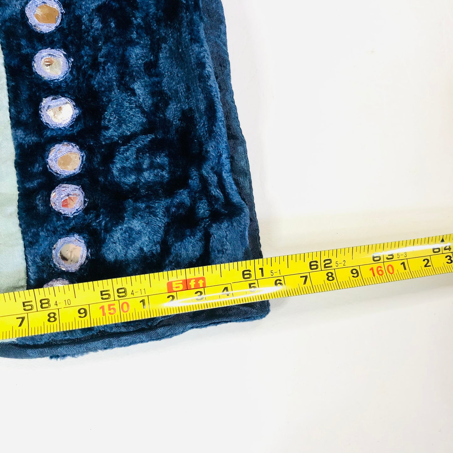 Accessorize Blue Crushed Velvet Y2K Boho Slim Scarf Wrap Viscose & Silk 61" x 9.5"