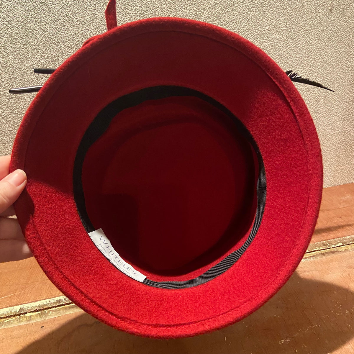 Vintage | Whiteley Hat Company | Wool Felt | Red & Black | 20s Style | Asymmetric Cloche | Winter Formal | Downton Abbey