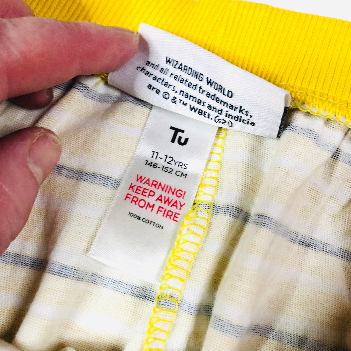 TU Harry Potter Hufflepuff Yellow Two Piece 100% Cotton Unisex Kids Pyjamas Age 11-12 Years