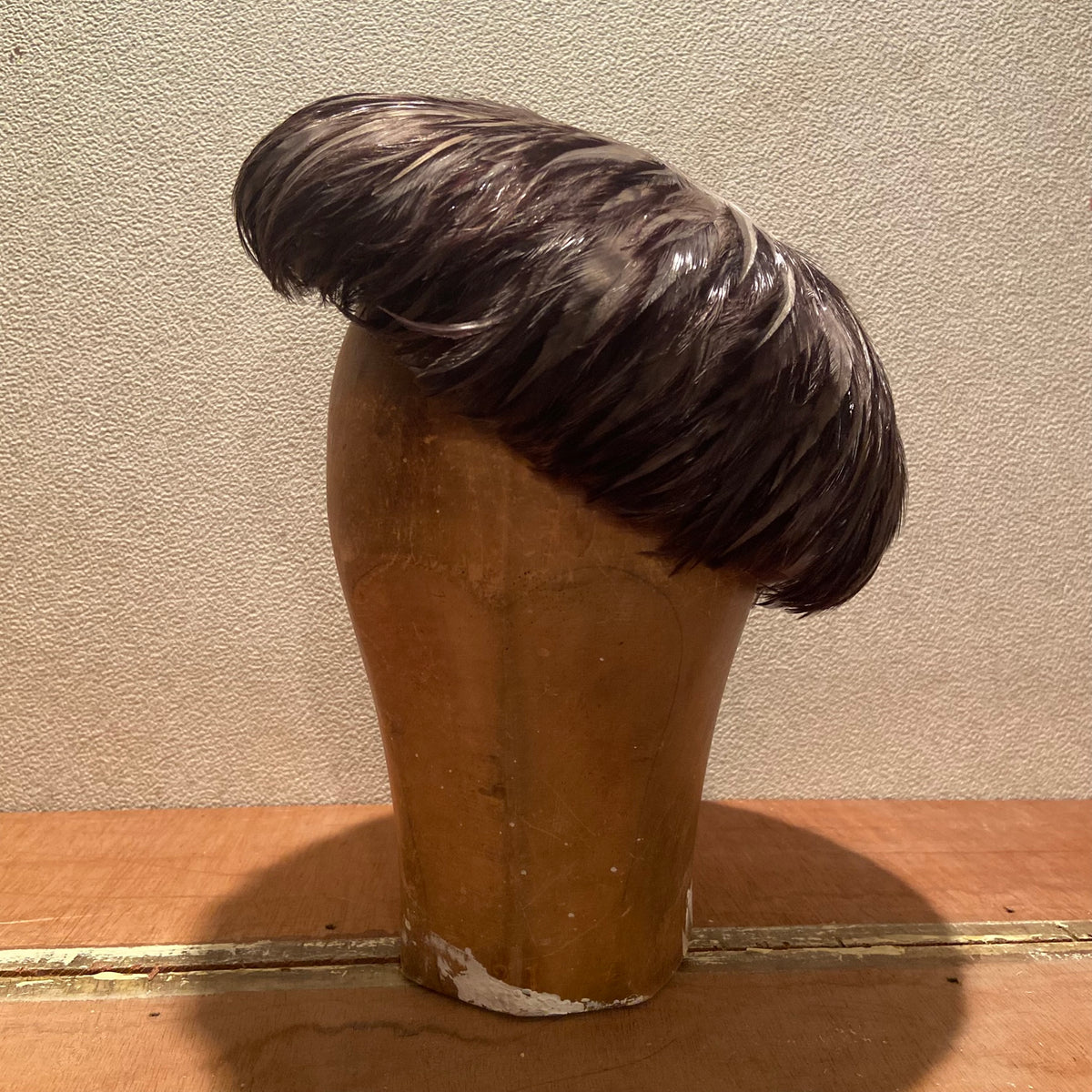 Vintage | Brown | Feather Covered Pillbox Hat | Toque Cocktail Fascinator | Mid Century 50s 60
