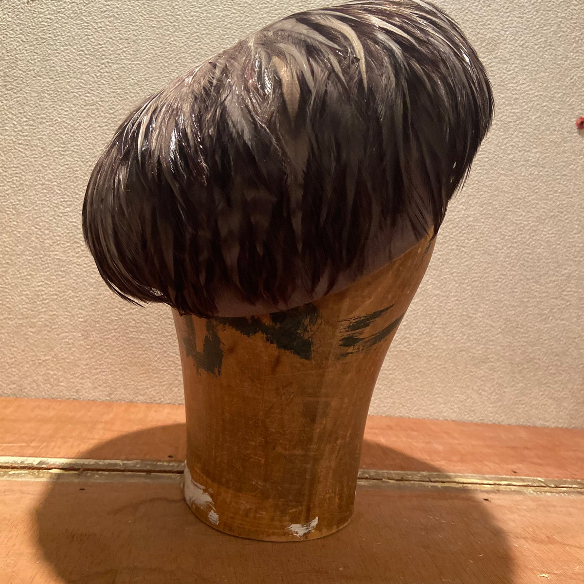Vintage | Brown | Feather Covered Pillbox Hat | Toque Cocktail Fascinator | Mid Century 50s 60