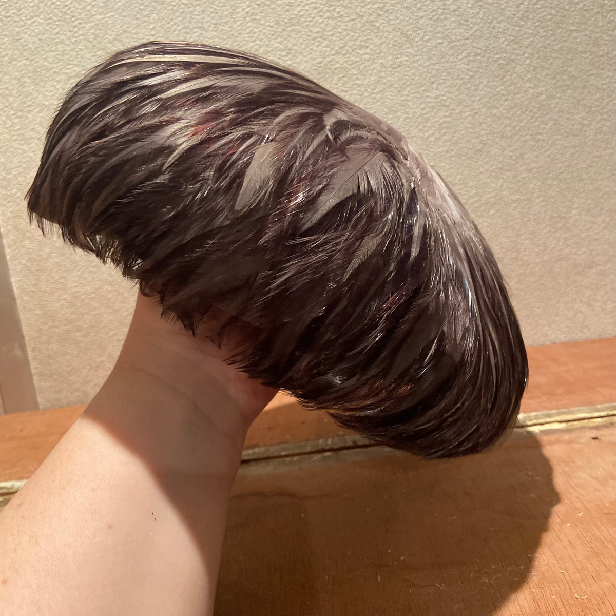 Vintage | Brown | Feather Covered Pillbox Hat | Toque Cocktail Fascinator | Mid Century 50s 60