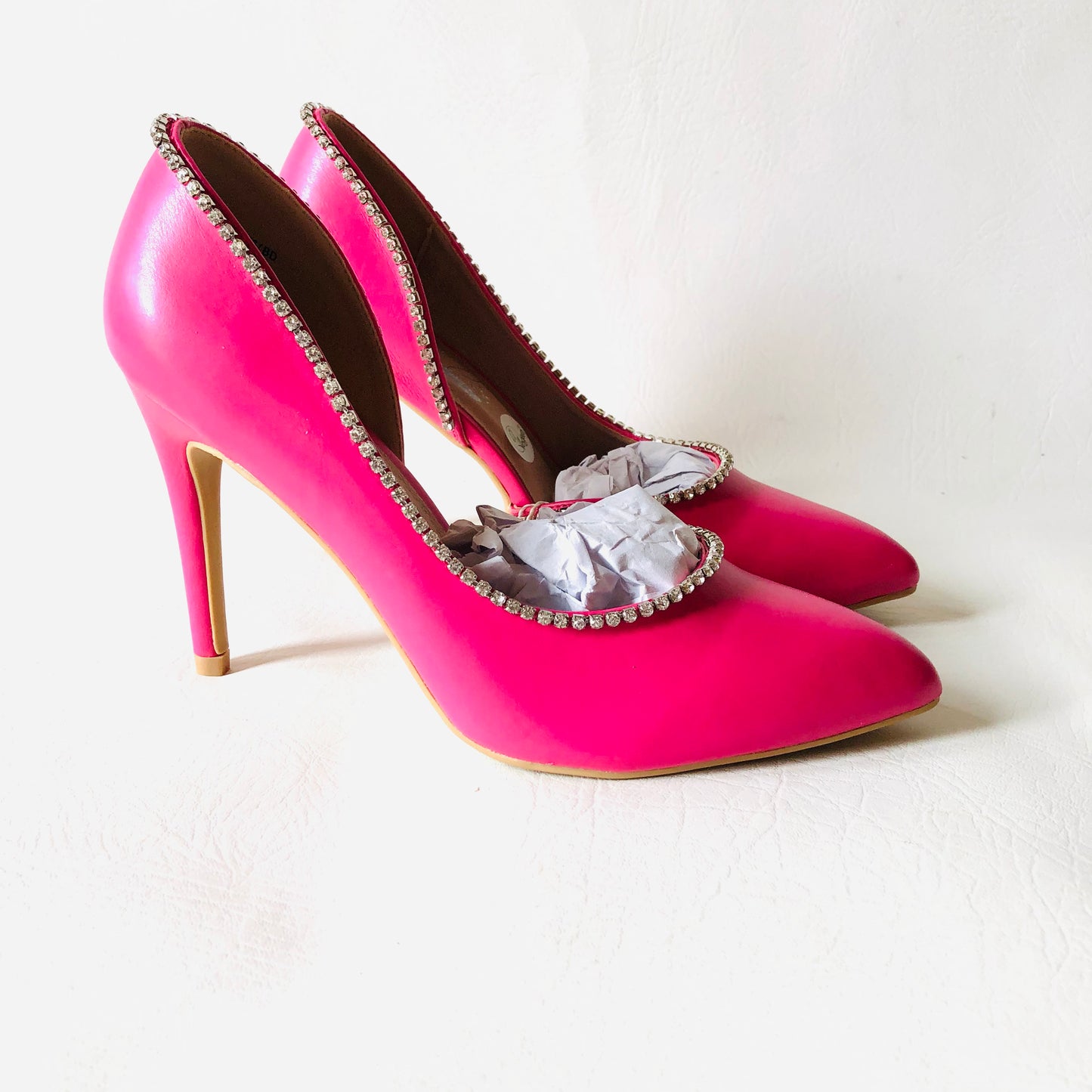 New Look Gemma Collins Too Glam To Give A Pink Diamanté Court Shoe Heels Size 5 NEW