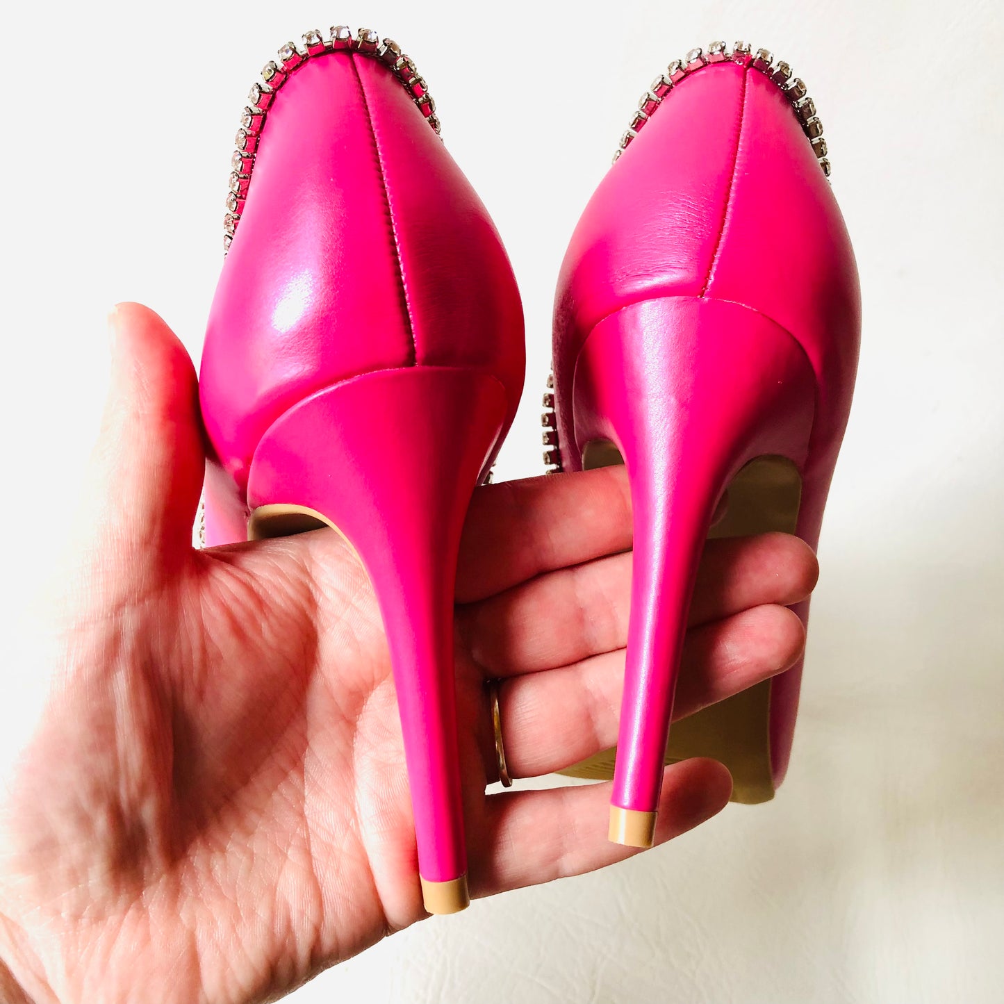 New Look Gemma Collins Too Glam To Give A Pink Diamanté Court Shoe Heels Size 5 NEW