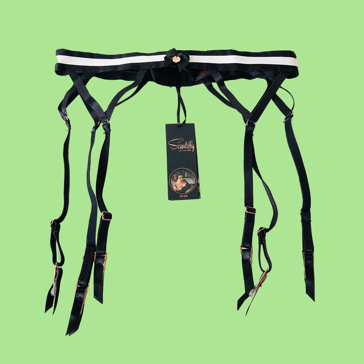 Scantilly By Curvy Kate Decadence Black & White Monochrome Suspender Belt Size Small NEW