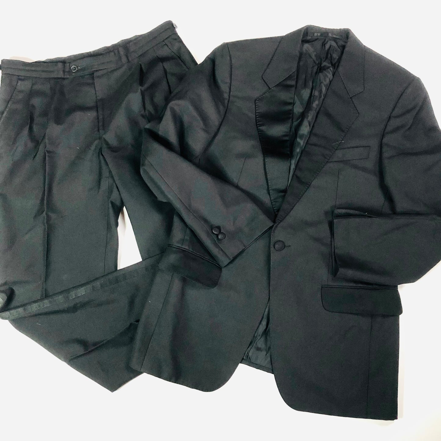 Mens HR Classic Black Two Piece Wool Blend Tuxedo Tux Dinner Suit Size 32S 38R