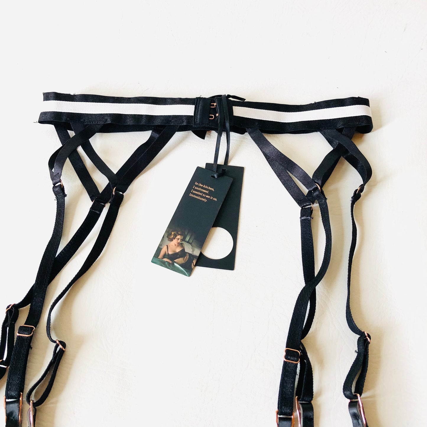 Scantilly By Curvy Kate Decadence Black & White Monochrome Suspender Belt Size Small NEW