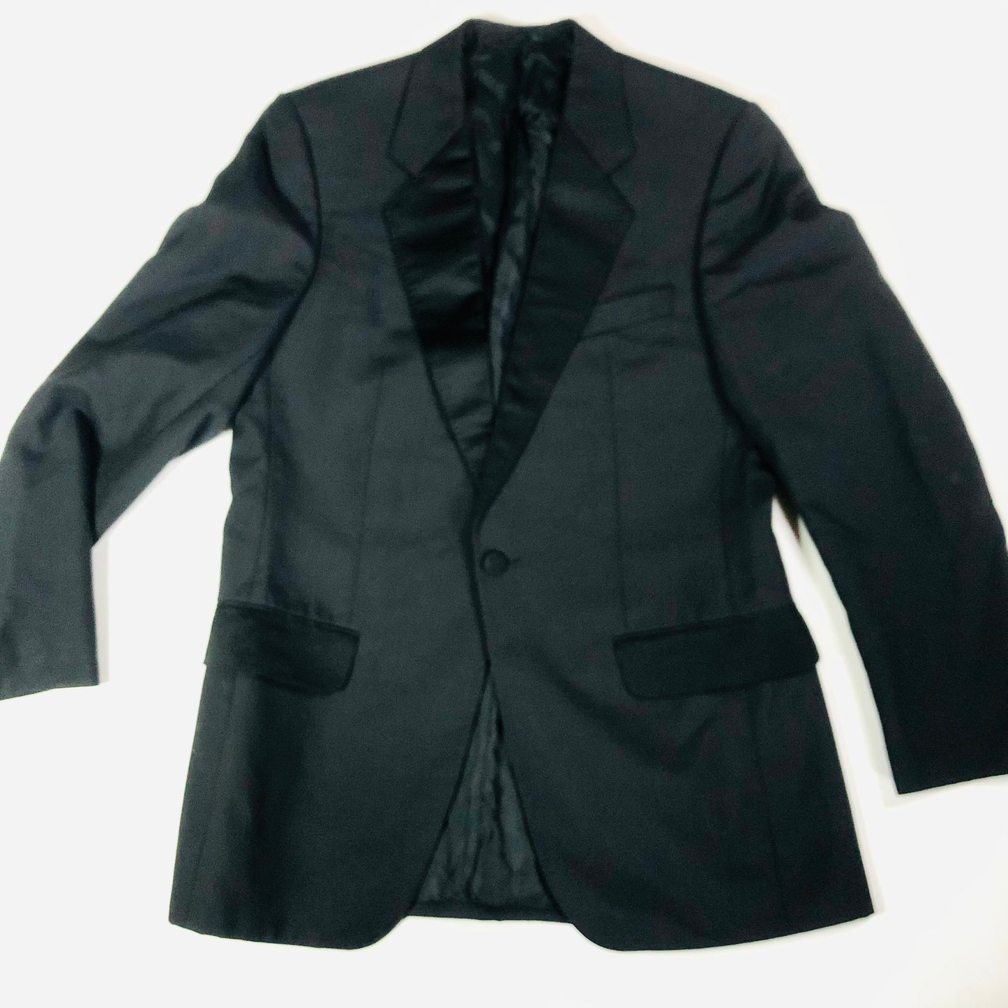 Mens HR Classic Black Two Piece Wool Blend Tuxedo Tux Dinner Suit Size 32S 38R