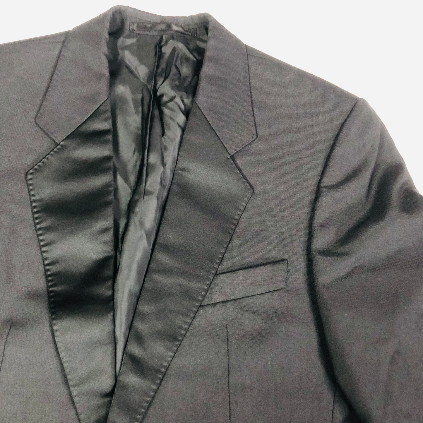 Mens HR Classic Black Two Piece Wool Blend Tuxedo Tux Dinner Suit Size 32S 38R