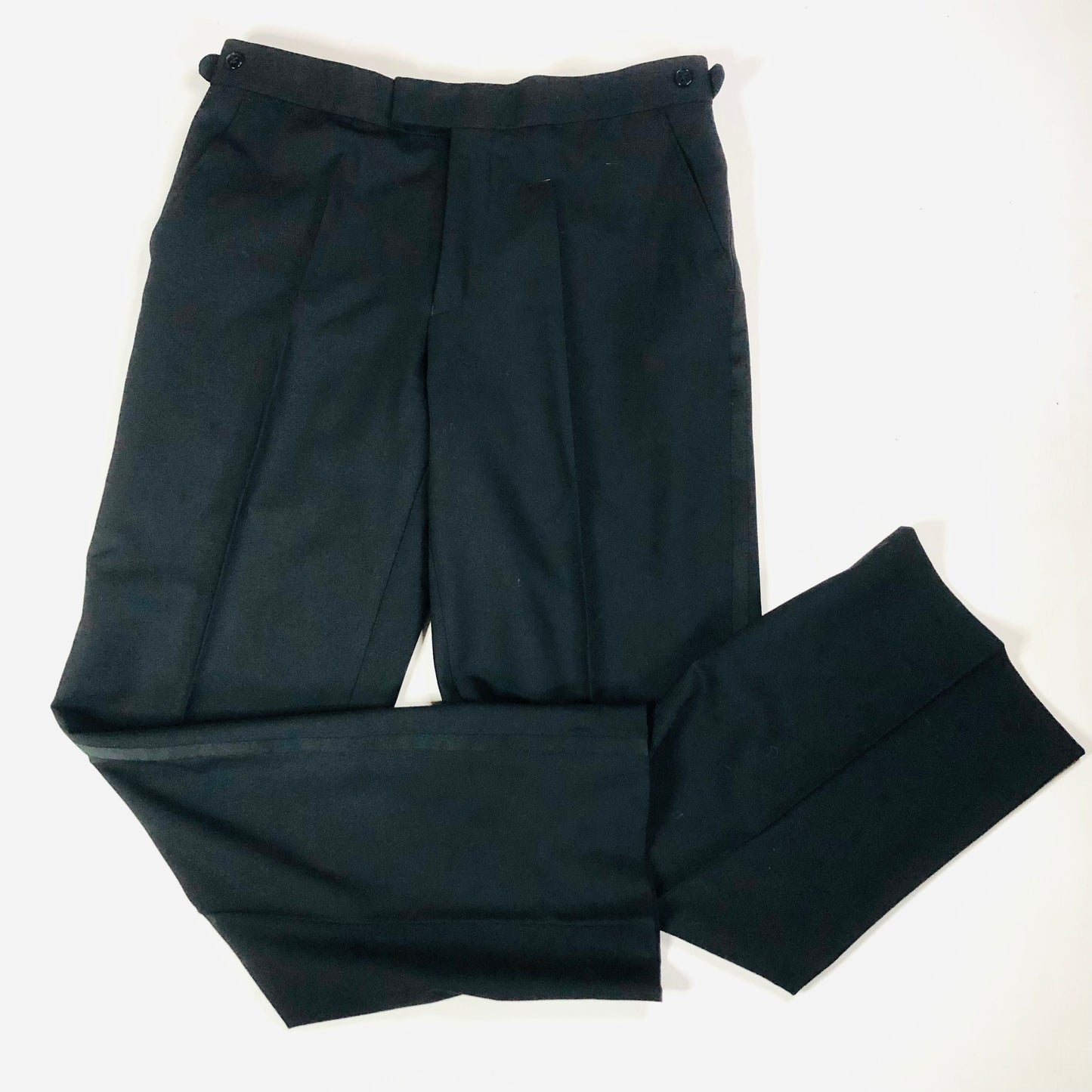Karl Jackson Black Mens Wool Blend Tuxedo Tux Dinner Suit Trousers Size 32 Short