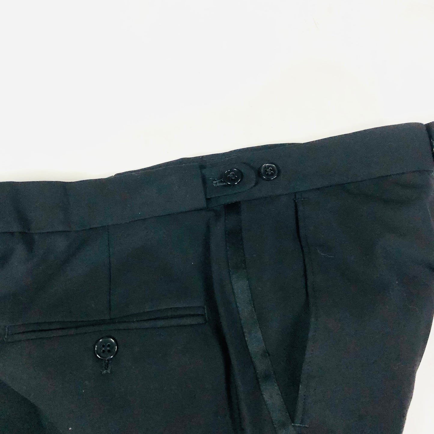 Karl Jackson Black Mens Wool Blend Tuxedo Tux Dinner Suit Trousers Size 32 Short