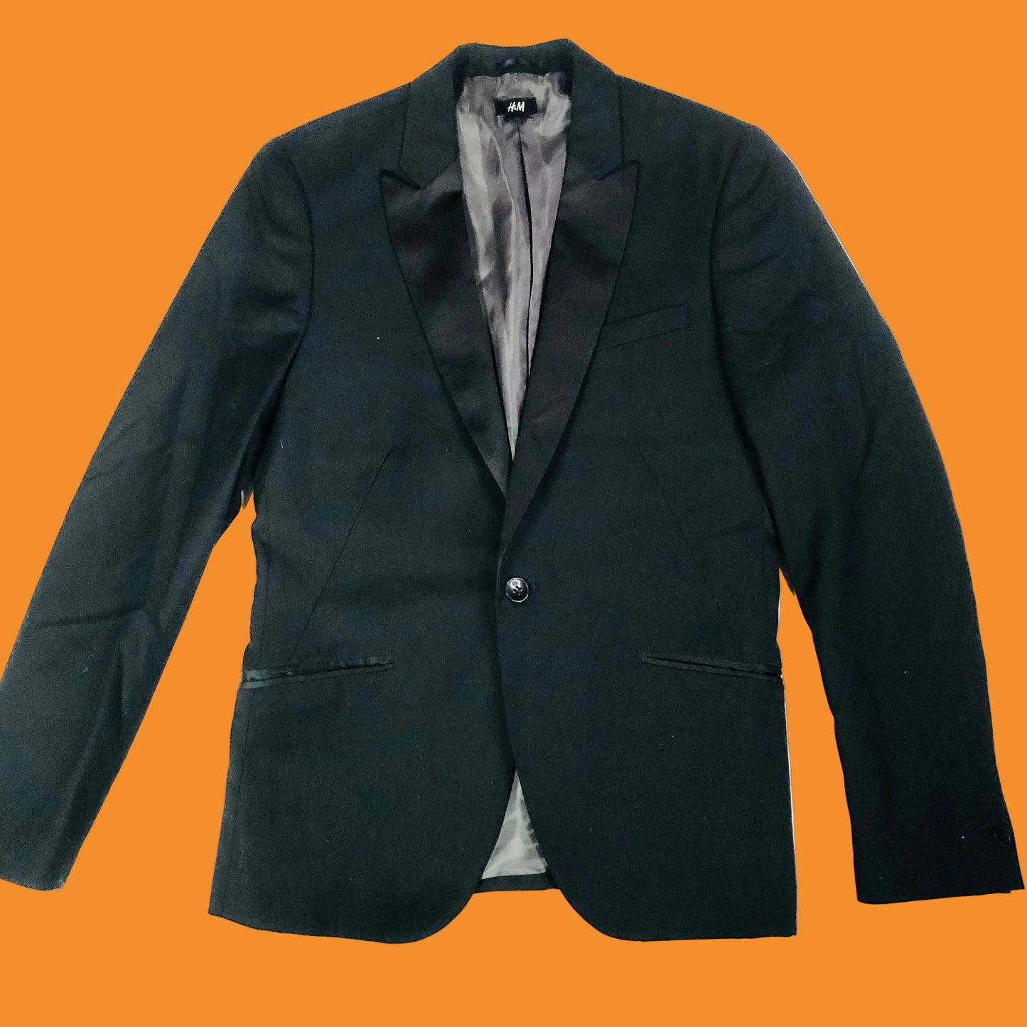 H&M Mens Classic Black Slim Fit Tuxedo Tux Dinner Suit Jacket Size 36R