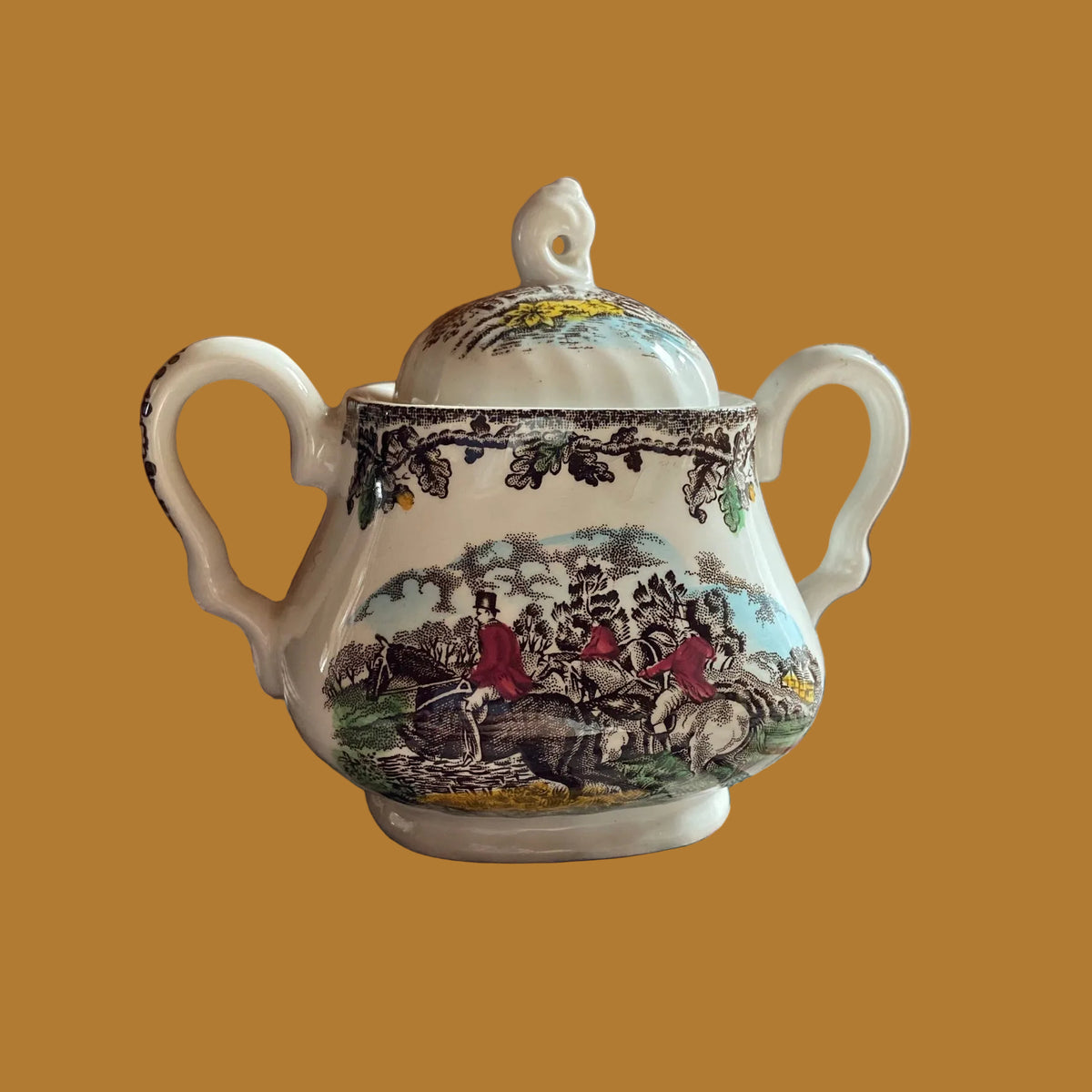 True Vintage | 1950s | Myott | Country Life | Staffordshire | Sugar Bowl and Lid | Hunting Horses | Country Kitchen