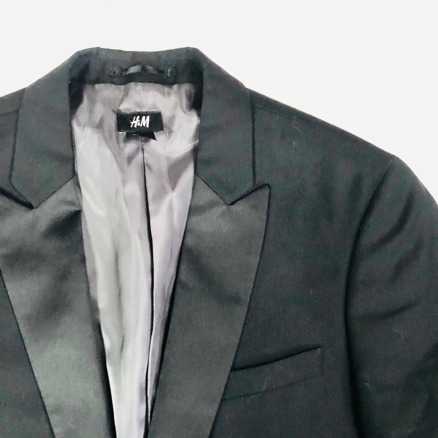 H&M Mens Classic Black Slim Fit Tuxedo Tux Dinner Suit Jacket Size 36R
