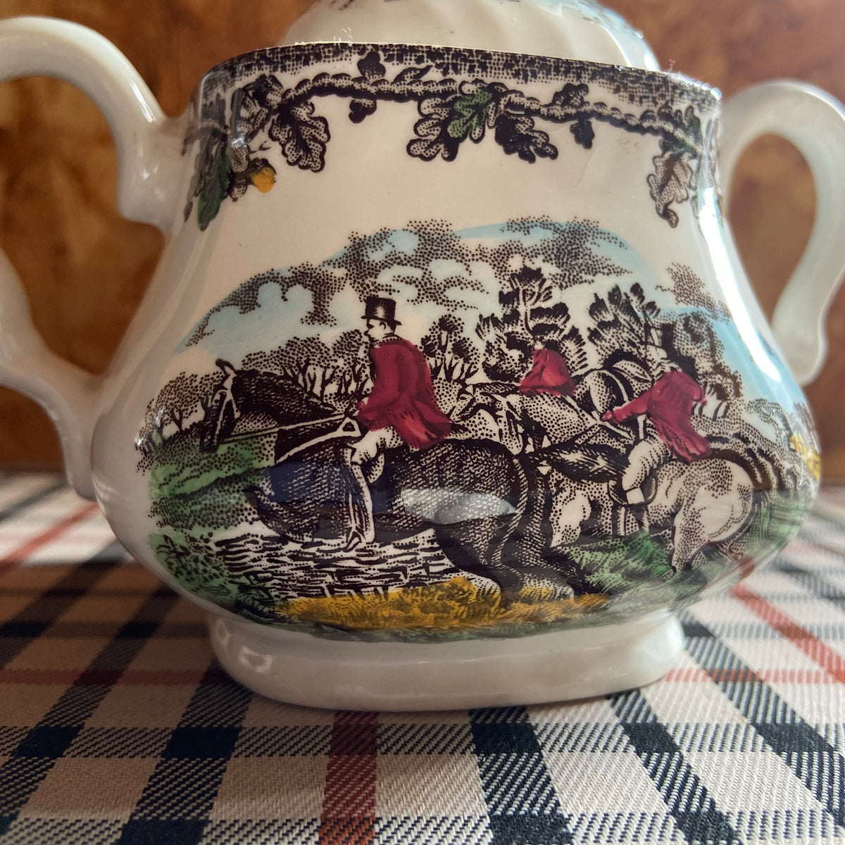 True Vintage | 1950s | Myott | Country Life | Staffordshire | Sugar Bowl and Lid | Hunting Horses | Country Kitchen