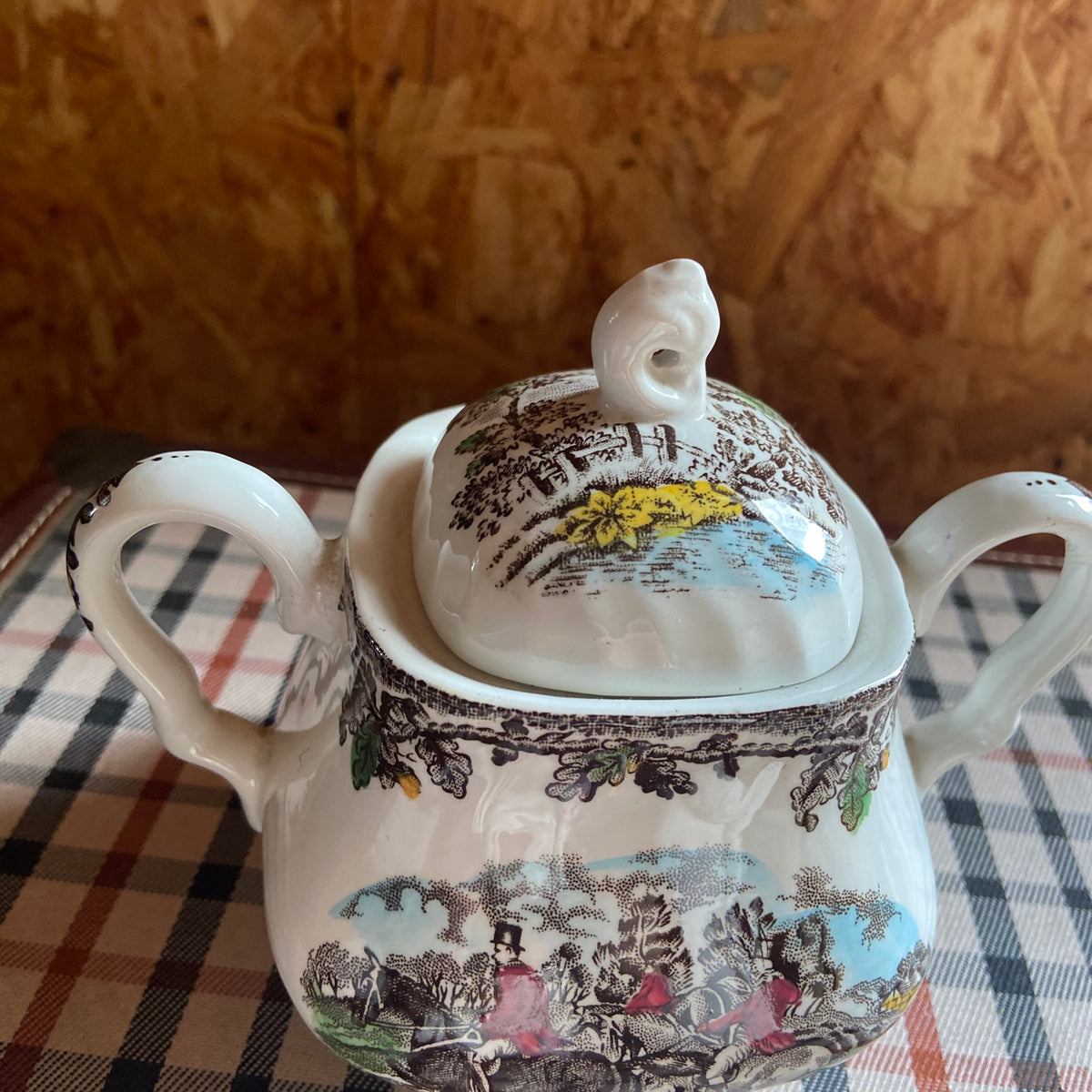 True Vintage | 1950s | Myott | Country Life | Staffordshire | Sugar Bowl and Lid | Hunting Horses | Country Kitchen