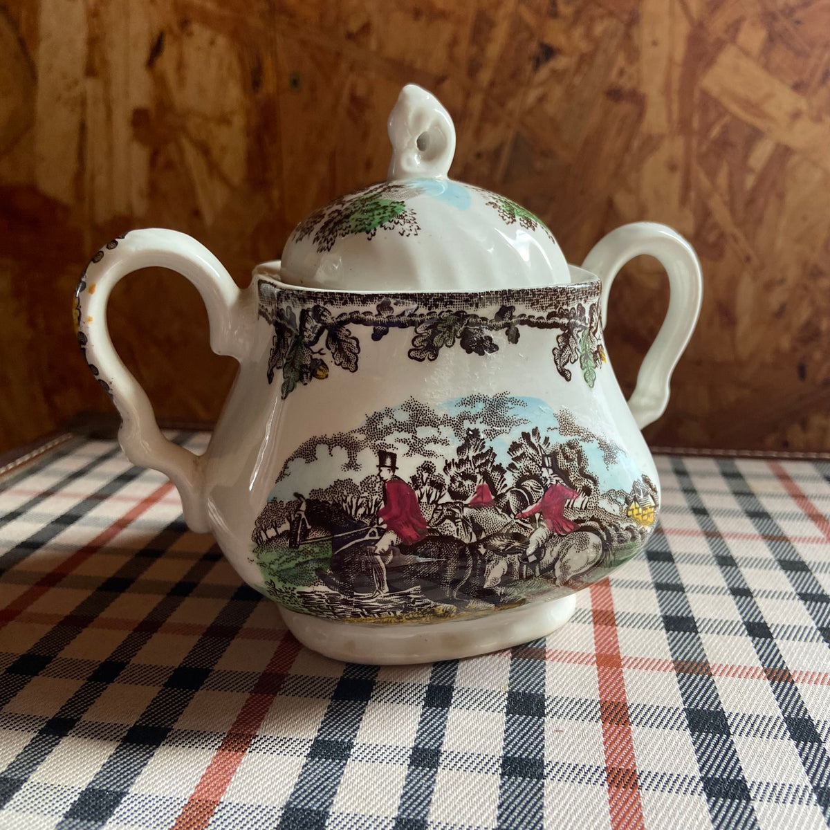 True Vintage | 1950s | Myott | Country Life | Staffordshire | Sugar Bowl and Lid | Hunting Horses | Country Kitchen