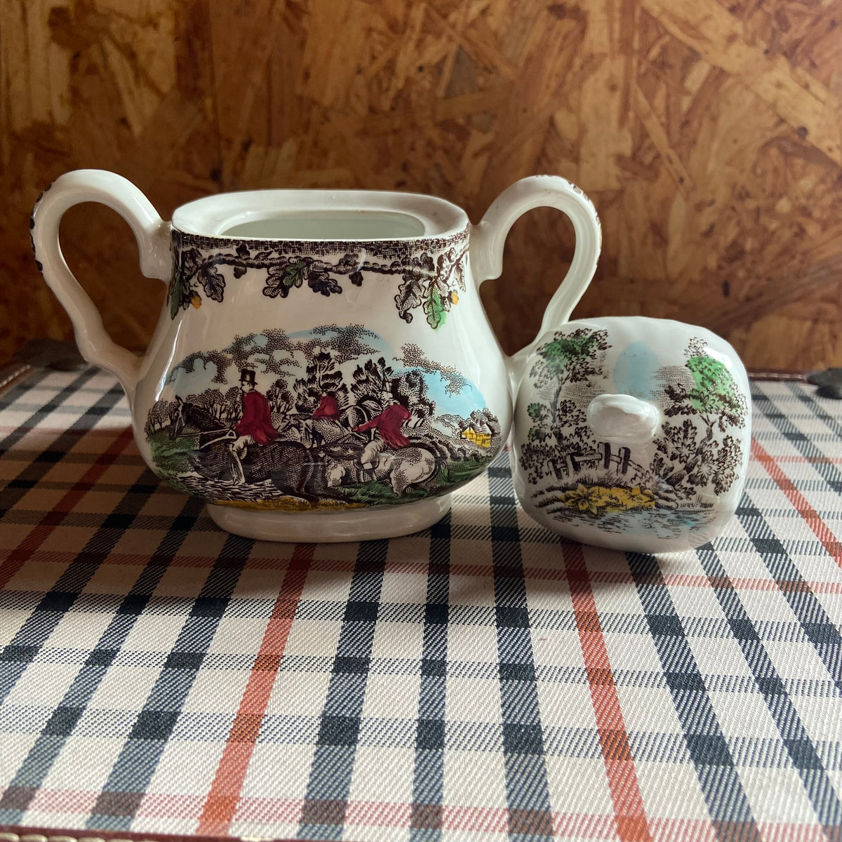 True Vintage | 1950s | Myott | Country Life | Staffordshire | Sugar Bowl and Lid | Hunting Horses | Country Kitchen