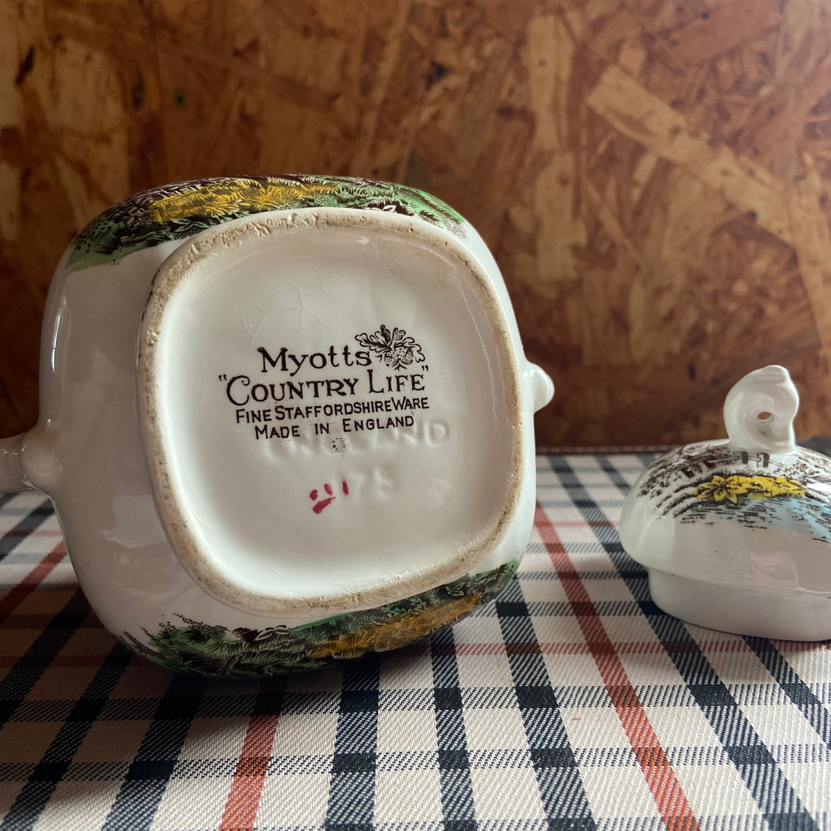 True Vintage | 1950s | Myott | Country Life | Staffordshire | Sugar Bowl and Lid | Hunting Horses | Country Kitchen
