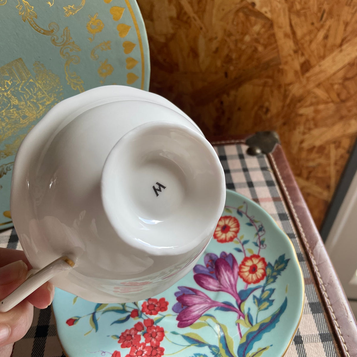 Wedgwood | China Harlequin Collection | Turquoise | Crocus Footed Tea Cup & Saucer | Bridgerton Style | NEW Boxed