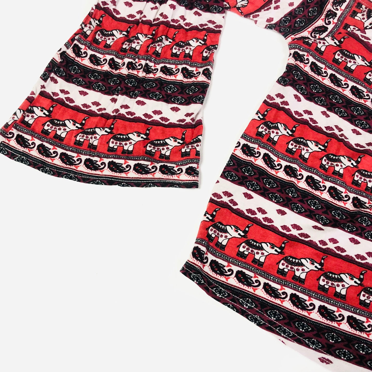 H&M Cochella Boho Festival Terracotta & Black Elephant Off Shoulder Top Size XS