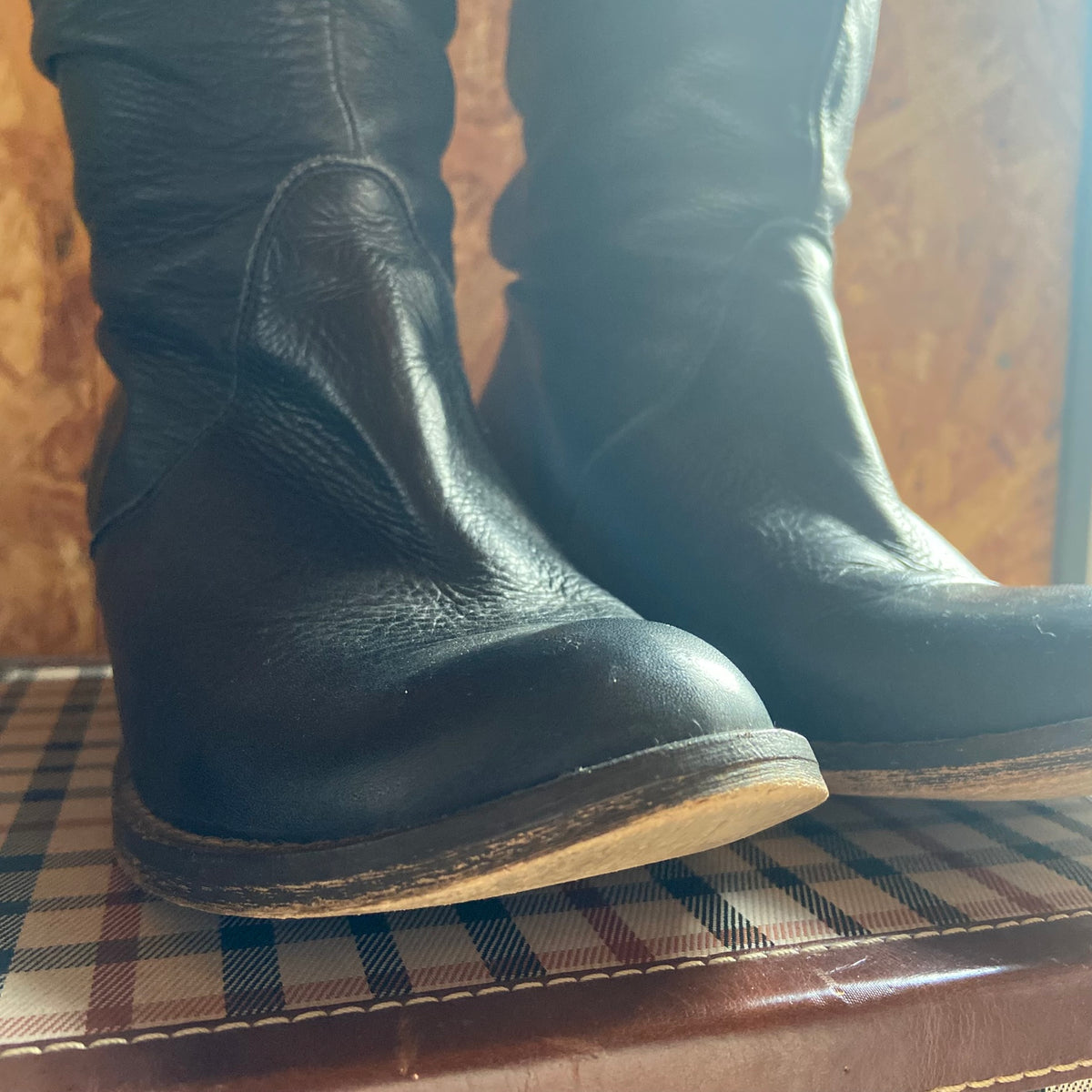 Red Or Dead | Dark Blue | Soft Leather | 'Cobbled Together' | Slouch Western Cowboy Boots | Size 4 (37)