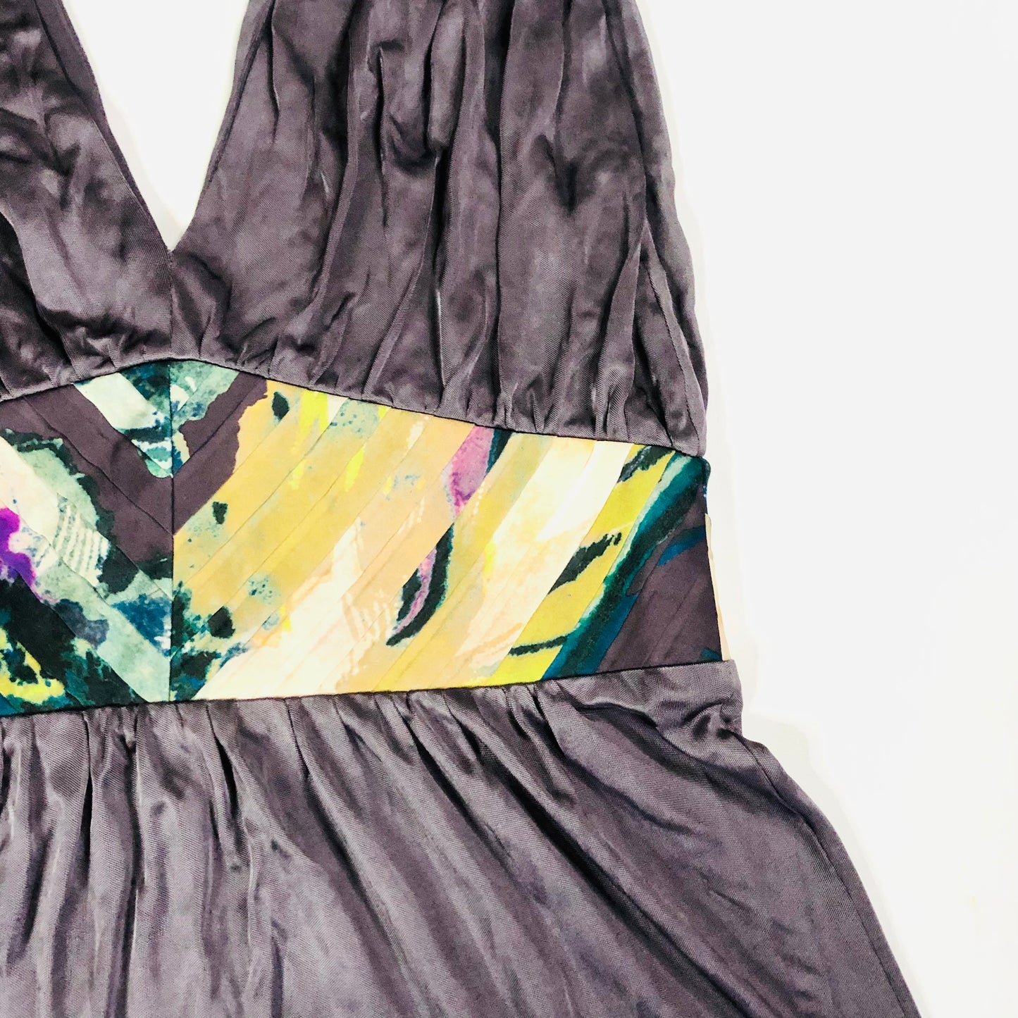 Ted Baker Floral Waist Sleeveless Draped Taupe Romantic Dress Size 3 UK 12/14