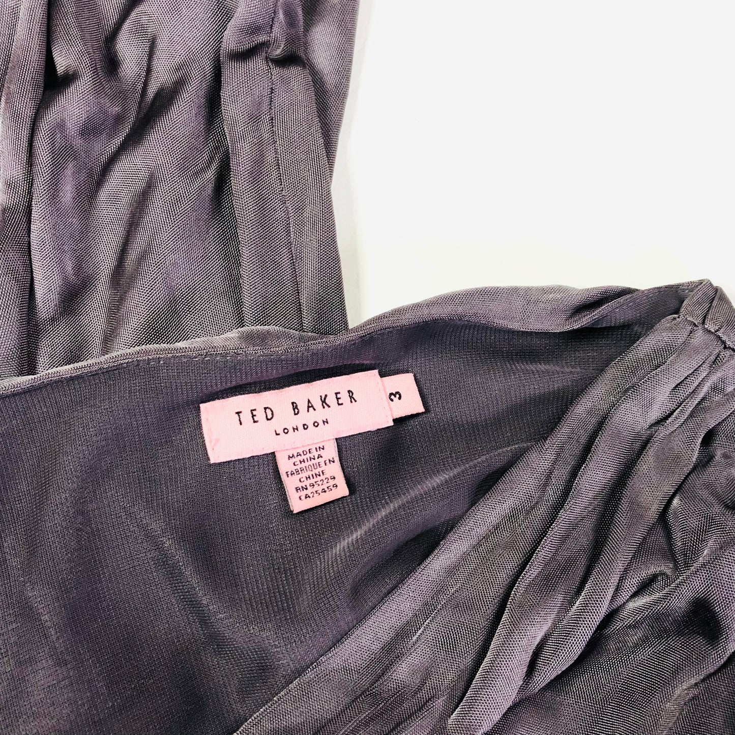 Ted Baker Floral Waist Sleeveless Draped Taupe Romantic Dress Size 3 UK 12/14