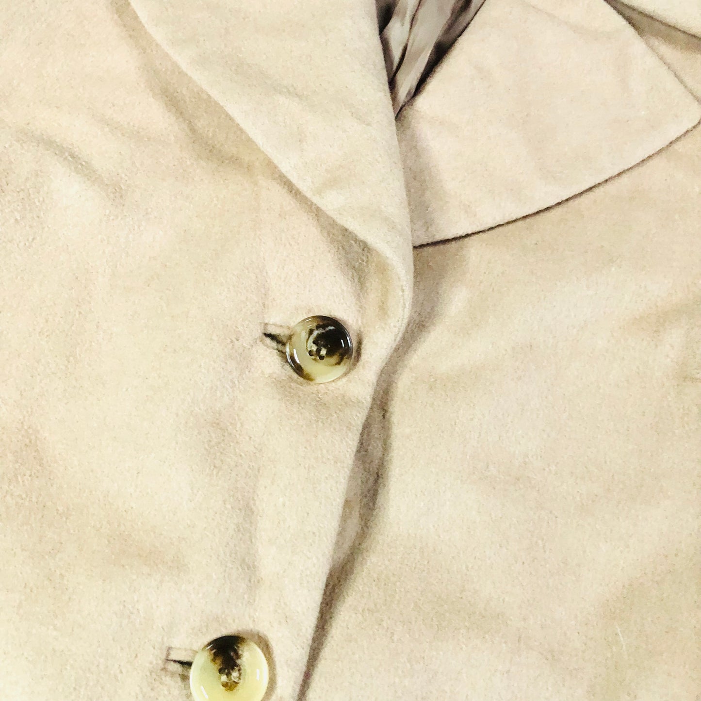 JAEGER Boyfriend Trench Coat Camel Beige Womens Mid Length Wool Blend Size 14
