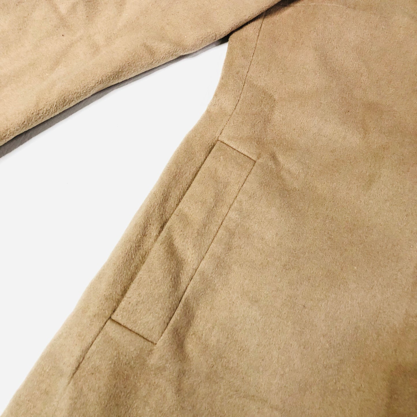 JAEGER Boyfriend Trench Coat Camel Beige Womens Mid Length Wool Blend Size 14