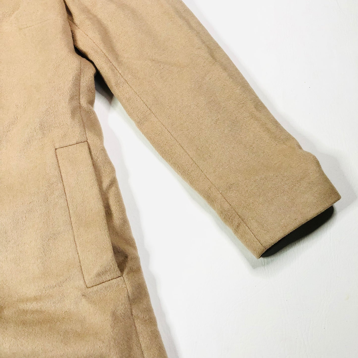 JAEGER Boyfriend Trench Coat Camel Beige Womens Mid Length Wool Blend Size 14