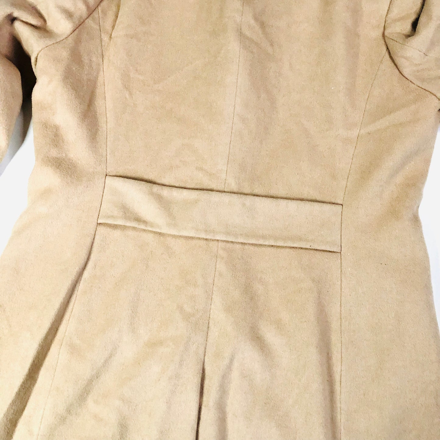 JAEGER Boyfriend Trench Coat Camel Beige Womens Mid Length Wool Blend Size 14