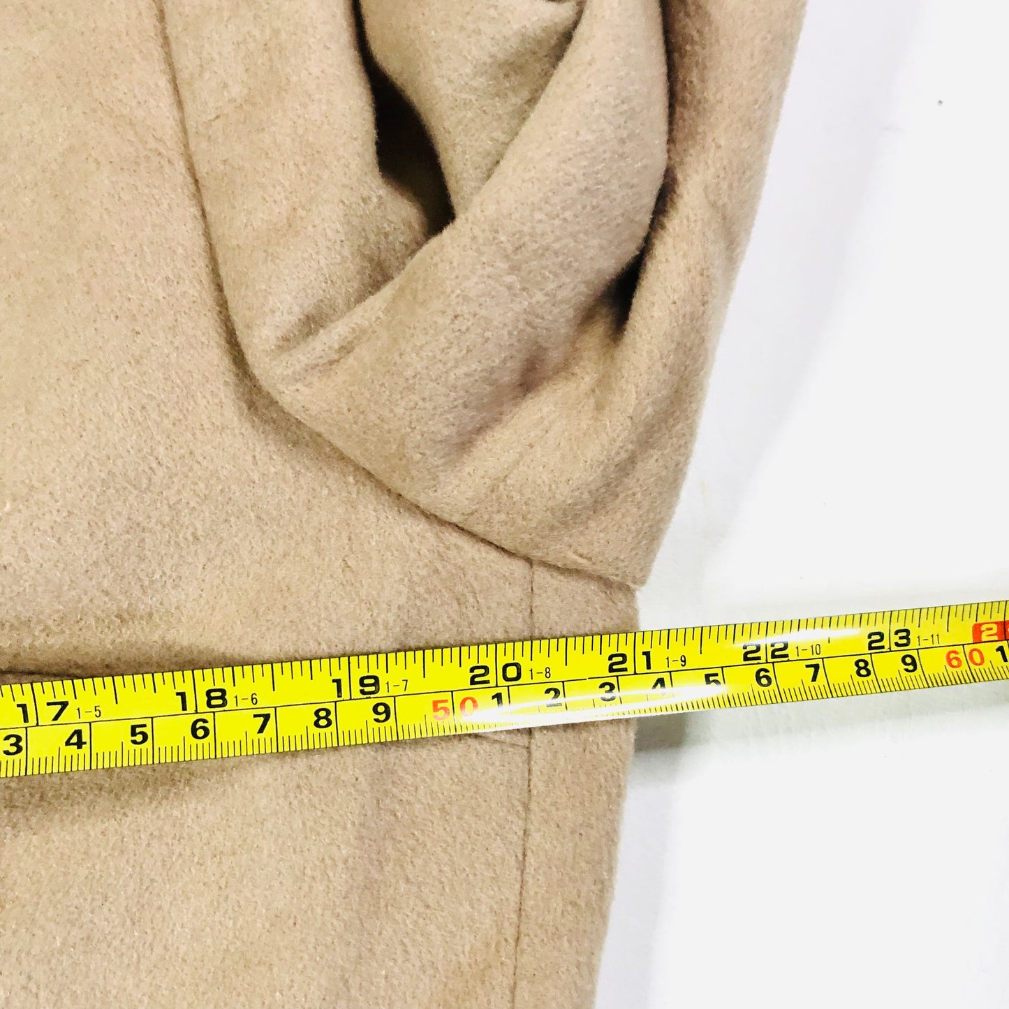 JAEGER Boyfriend Trench Coat Camel Beige Womens Mid Length Wool Blend Size 14