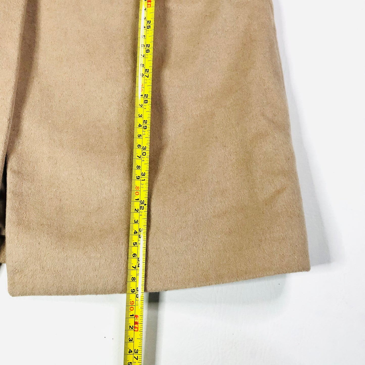 JAEGER Boyfriend Trench Coat Camel Beige Womens Mid Length Wool Blend Size 14